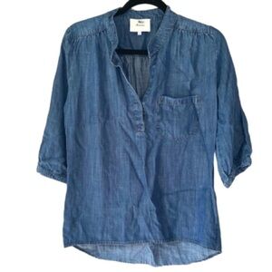 Anthropologie Elevenses shirt chambray tencel‎ top xs